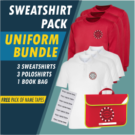 Bundle offer of 3 Sweatshirt, 3 poloshrts and a Book Bag!